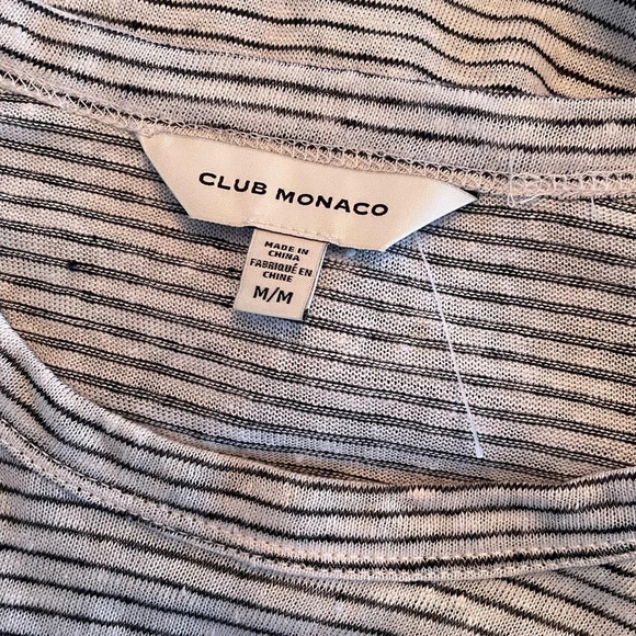 NWOT Club Monaco 100% Linen Knit Long Sleeve Tee Striped - Picture 2 of 11